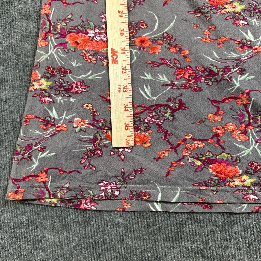 Free People Floral Ruched Midi Dress Grey Pink Orange Spaghetti Strap Medium